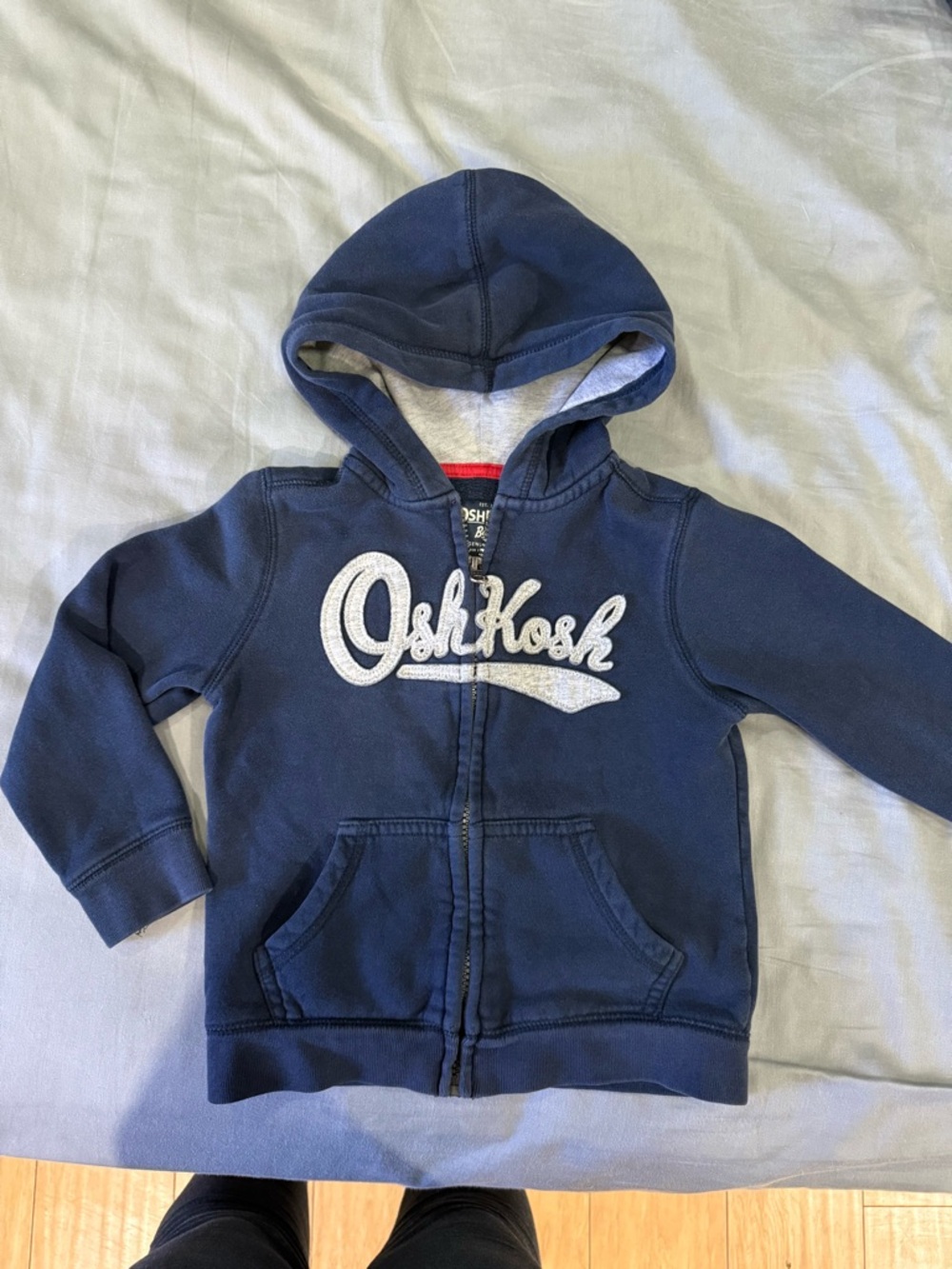 OshKosh B'gosh Navy Hooded Zip Sweatshirt with White Script Logo